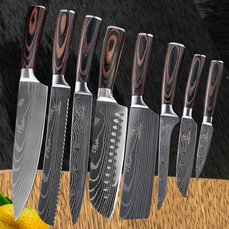 Wood-Grain Chef Knife Set