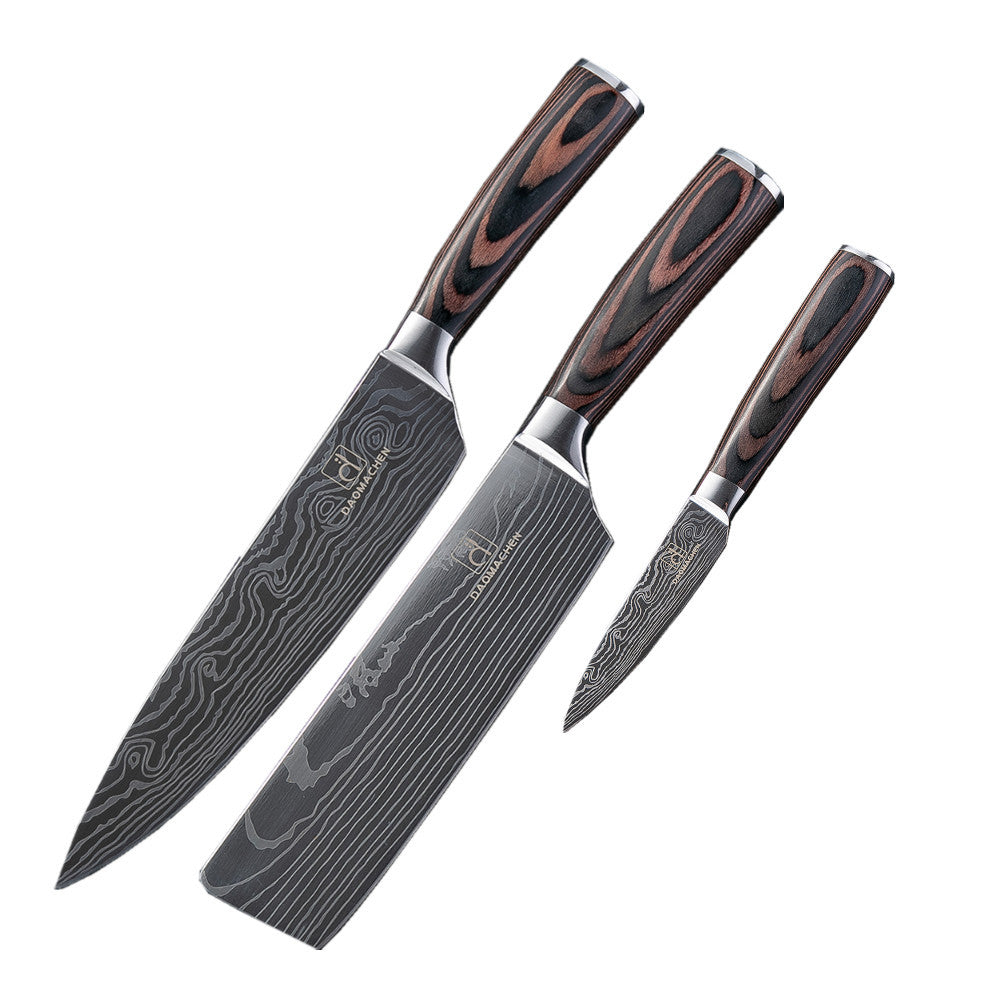 Wood-Grain Chef Knife Set