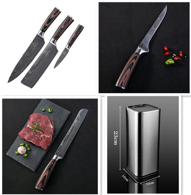 Wood-Grain Chef Knife Set