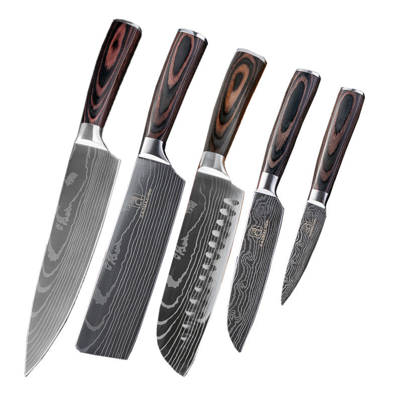 Wood-Grain Chef Knife Set