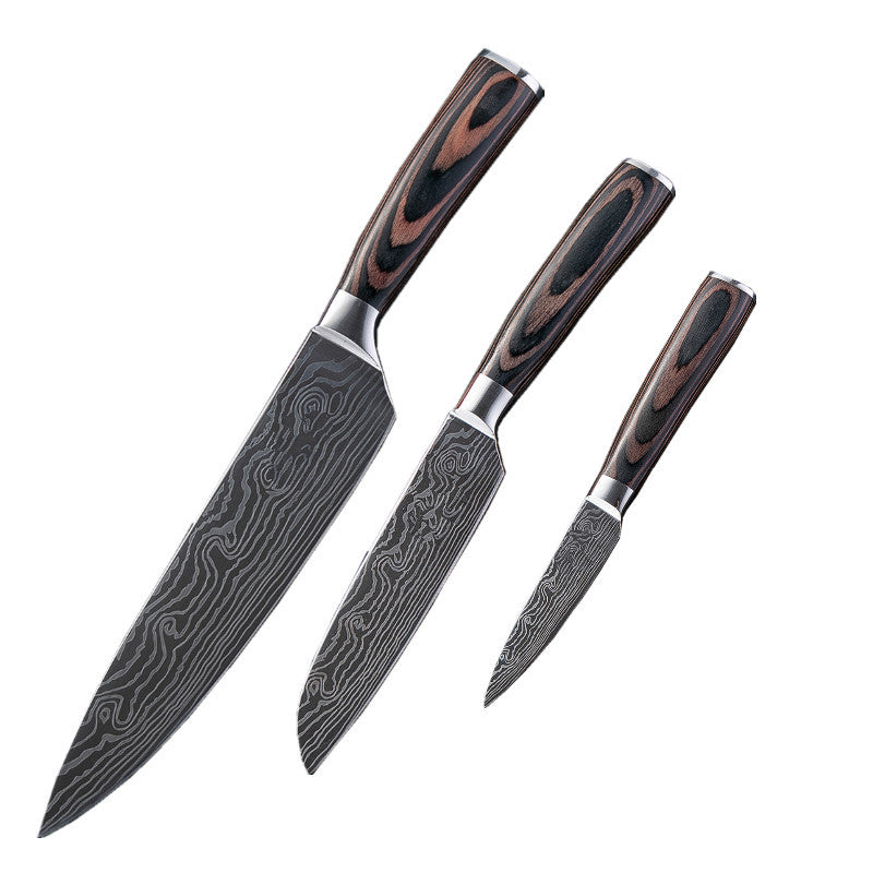 Wood-Grain Chef Knife Set