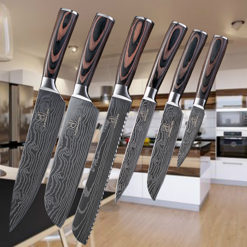 Wood-Grain Chef Knife Set