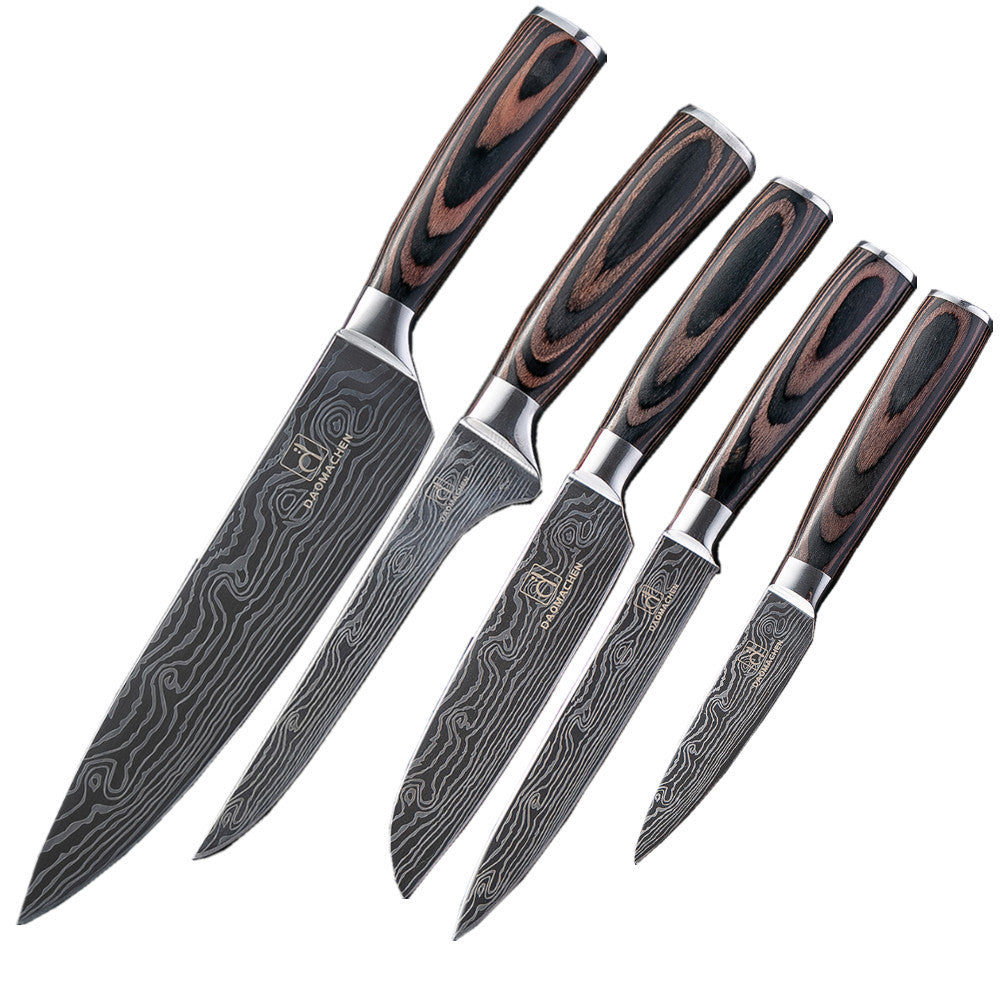 Wood-Grain Chef Knife Set