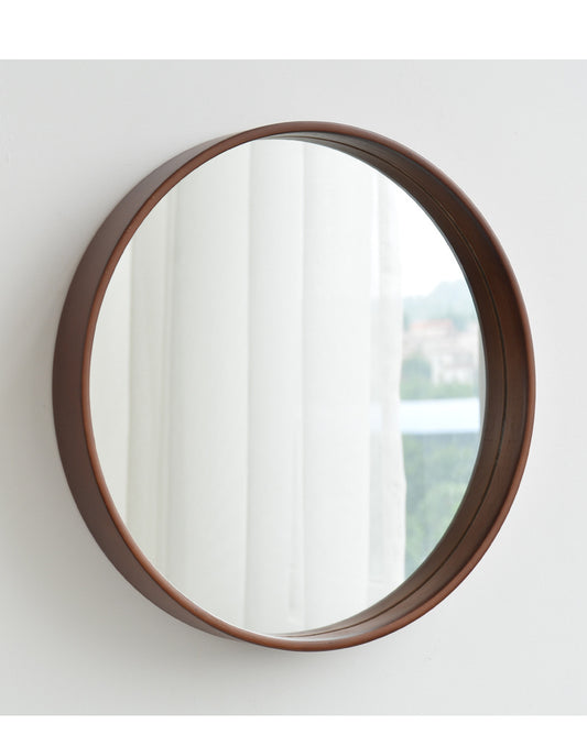 Solid Wood Simple Round Mirror