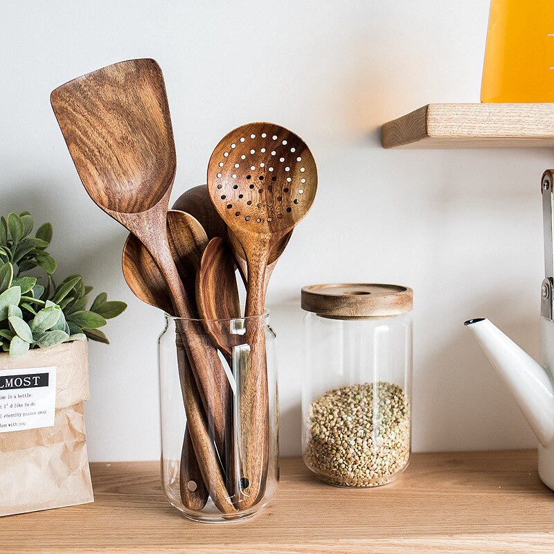 Teak Natural Wood Tableware Set