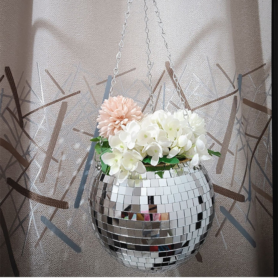 Disco Ball Hanging Flower Pot