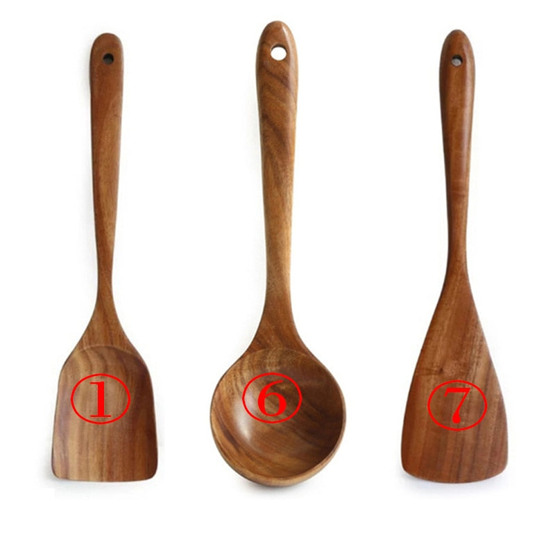 Teak Natural Wood Tableware Set