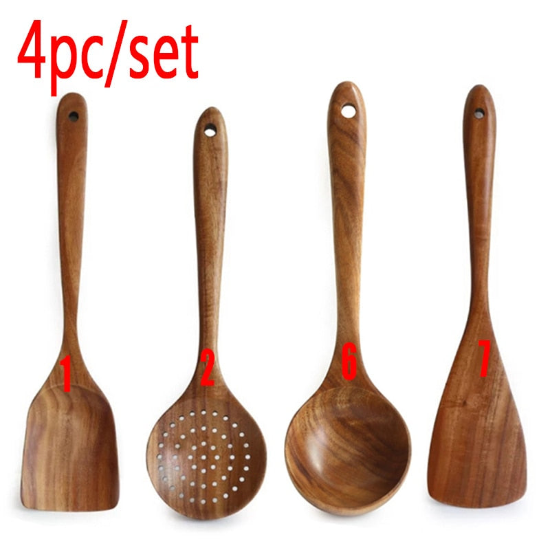 Teak Natural Wood Tableware Set