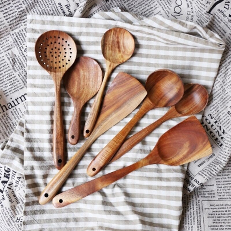 Teak Natural Wood Tableware Set