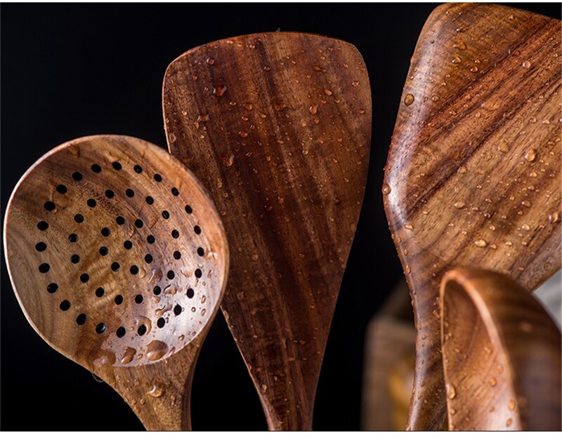 Teak Natural Wood Tableware Set