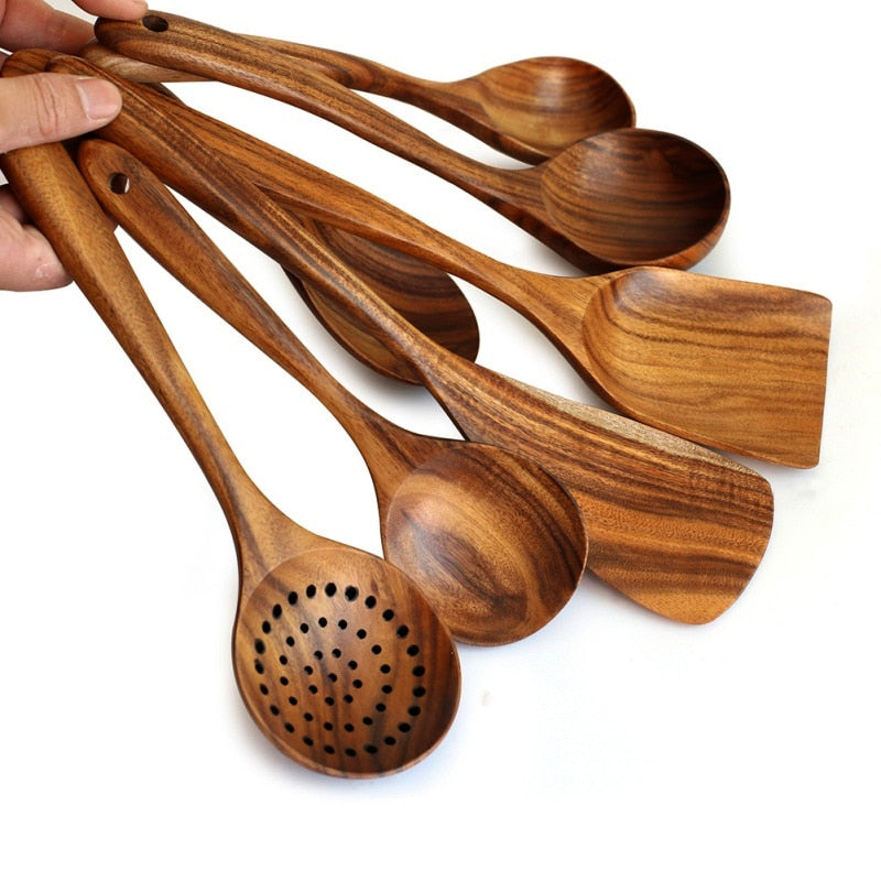 Teak Natural Wood Tableware Set