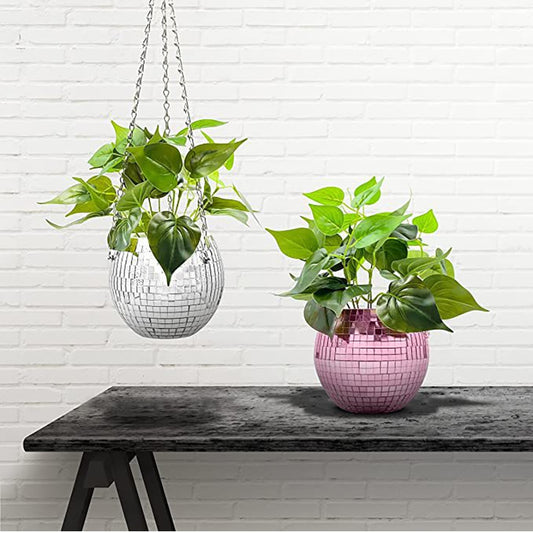 Disco Ball Hanging Flower Pot