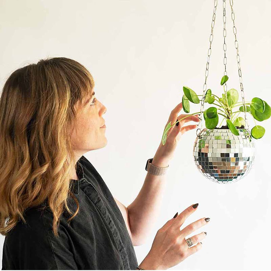 Disco Ball Hanging Flower Pot