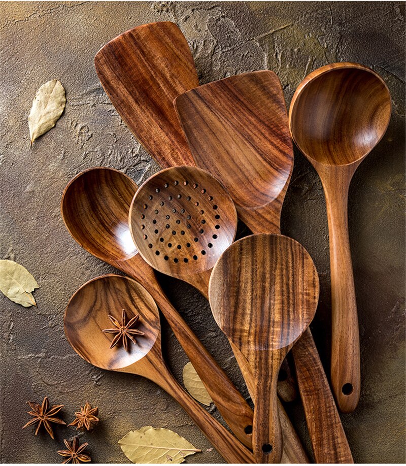 Teak Natural Wood Tableware Set