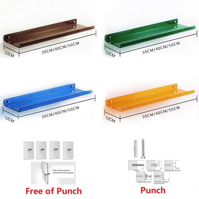 Color Acrylic Wall Mounted Shelf