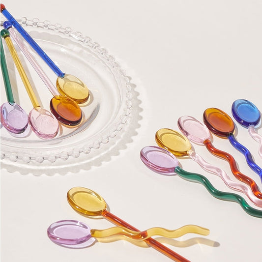 Colored Glass Swizzle Stick/Stir Spoon